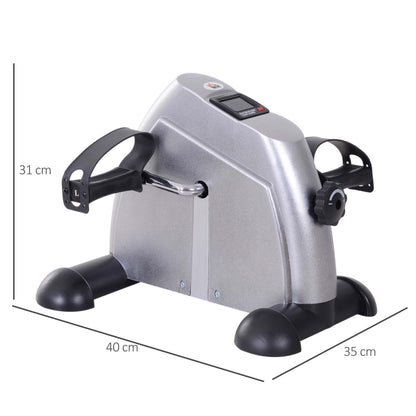 HOMCOM ini Exercise Bike Portable Pedal Exerciser Arm Leg Cycle Gym Fitness LCD Display Adjustable Resistance Silver