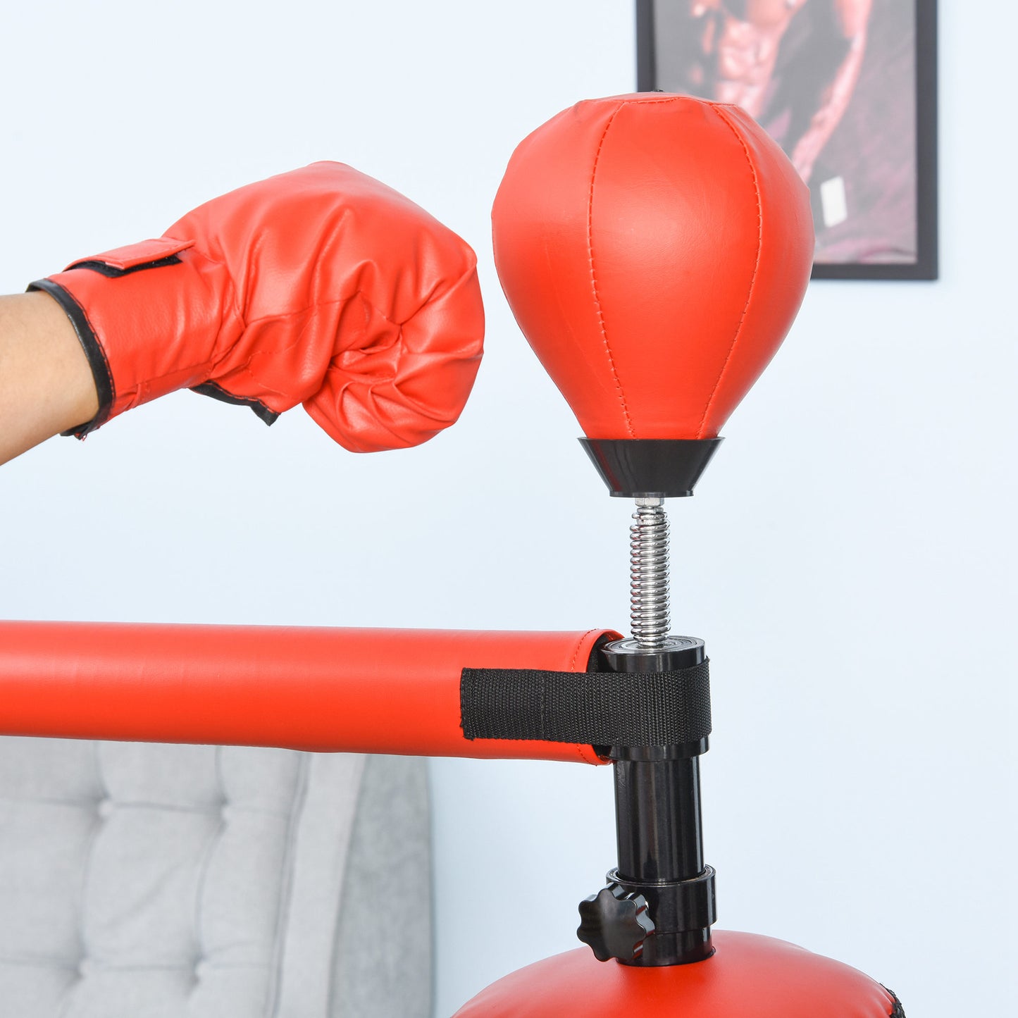 HOMCOM 55-205cm 3-IN-1 Freestanding Boxing Punch Bag Stand with Rotating Flexible Arm, Speed Ball, Waterable Base