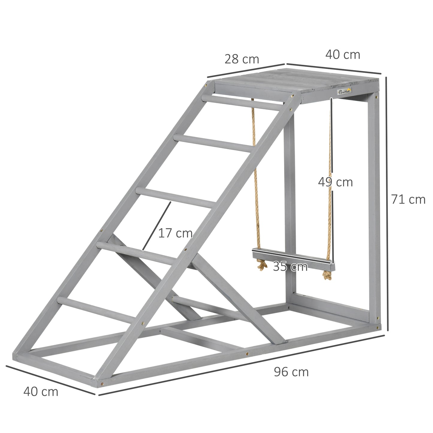 PawHut Wooden Chicken Coop Toy with Swing, Ladder, Platform, Grey