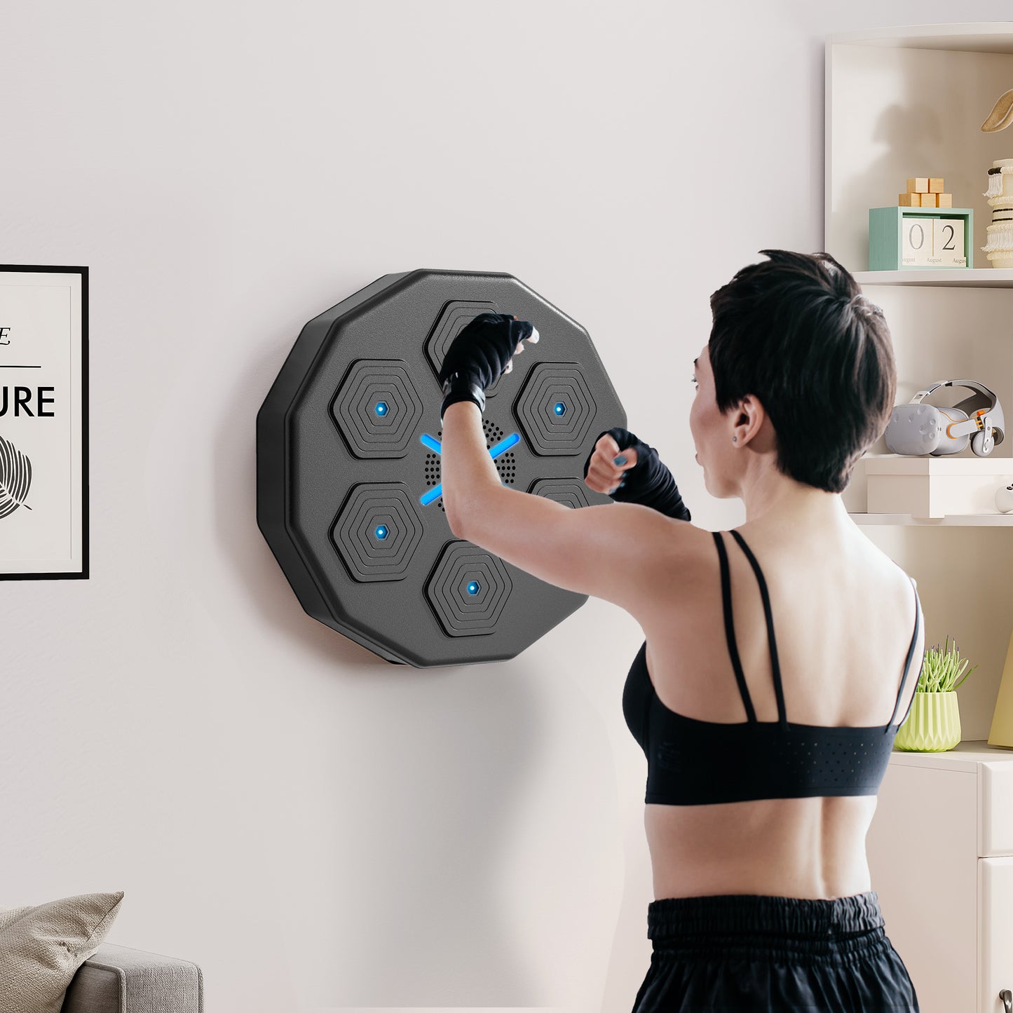 SPORTNOW Music Boxing Machine with Bluetooth Connection and LED Light Smart, Wall Mounted for Punching Beat Boxing Training