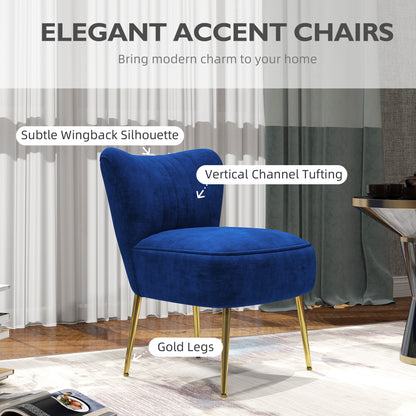 HOMCOM elvet-Feel Tub Accent Chair - Dark Blue