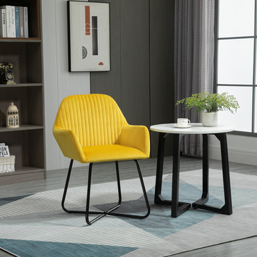 HOMCOM odern Arm Chair Upholstered Accent Chair with Metal Base for Living Room Yellow