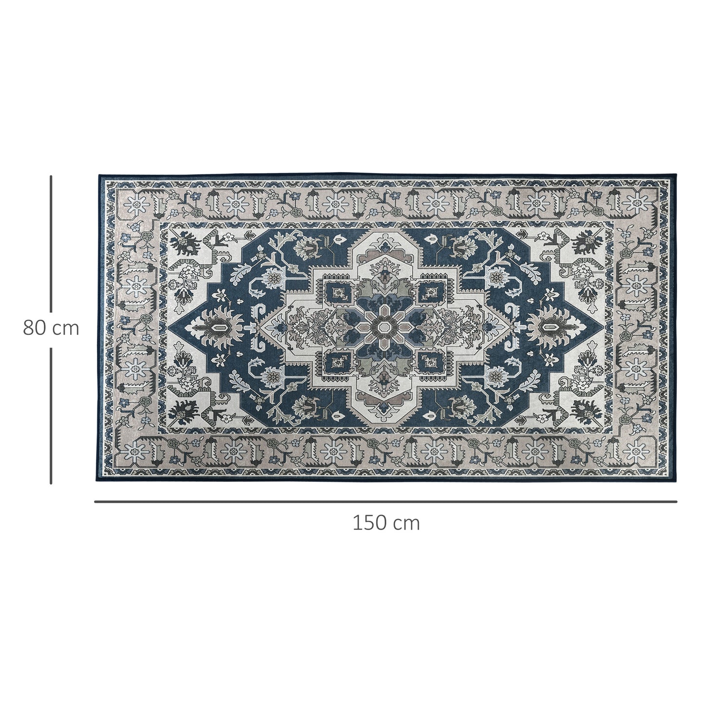 HOMCOM intage Rugs, Area Rugs Large Carpet for Living Room, Bedroom, Dining Room, 80x150 cm, Grey