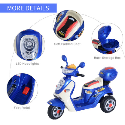 HOMCOM ids Electric Ride On Toy Car 6V Electric Motorbike with Chargeable Battery Headlight and Music for 3-5 Years - Blue