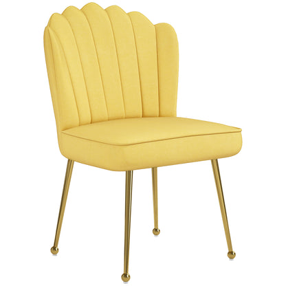 HOMCOM elvet-Feel Shell Accent Chair - Yellow