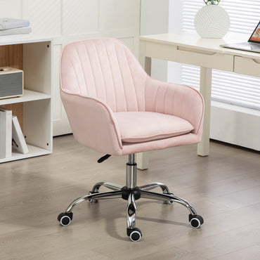 HOMCOM elvet-Feel Tub Office Chair, with Seat Cushion - Pink