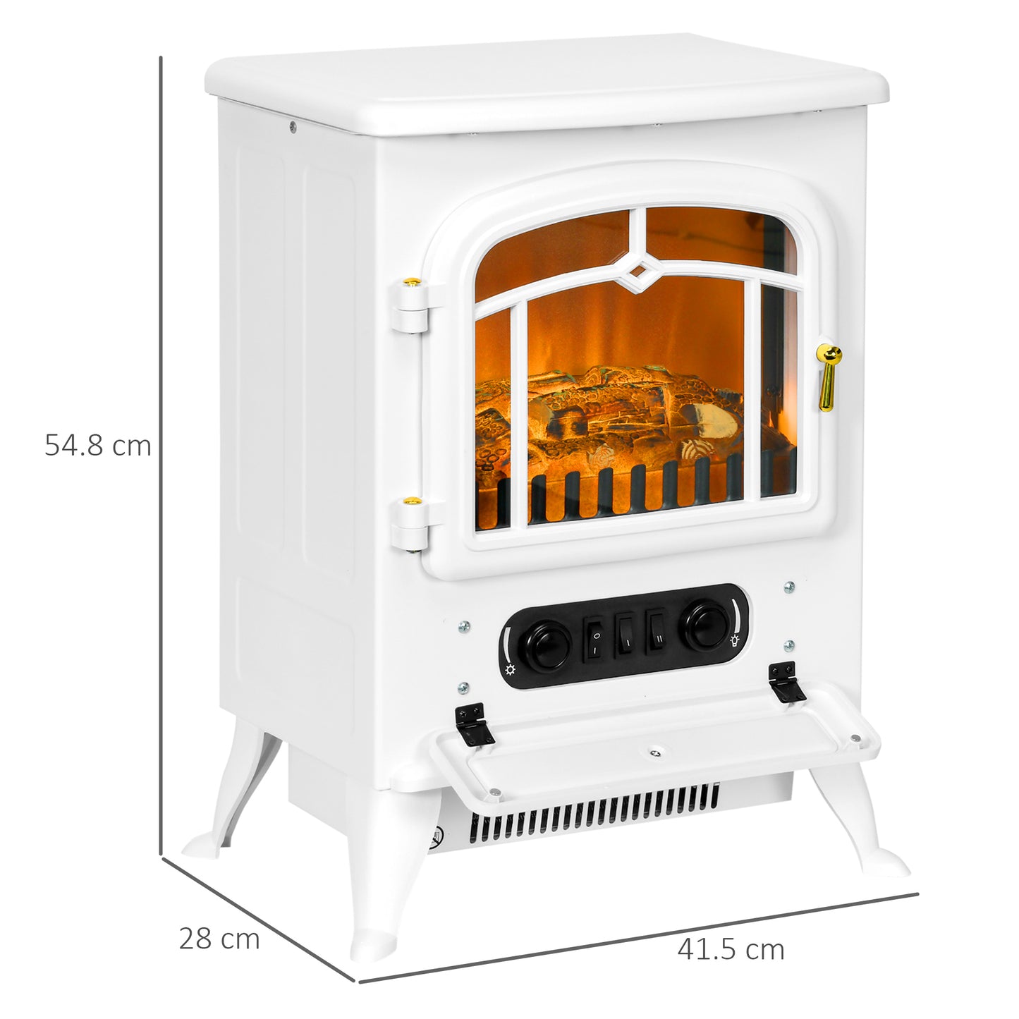 HOMCOM odern Electric Fireplace, Freestanding Electric Stove Fire with Flame Effect, 950/1850W, White