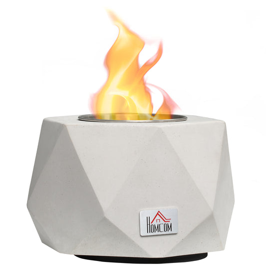 HOMCOM abletop Fire Pit, Indoor Fireplace 15cm Table Top Fire Pit Bowl, Alcohol Fueled Concrete Firepit, Angular Mini Fire Bowl Balcony Decor for Soul Relaxing, Tabletop Portable Fire Bowls, Grey