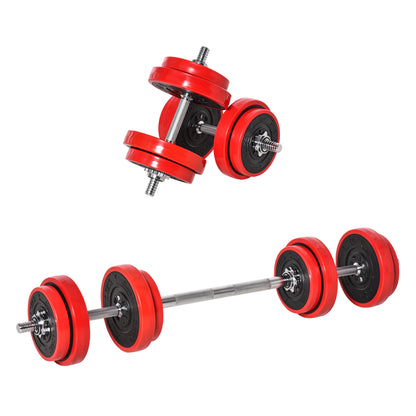 HOMCOM 0KGS 2-In-1 Dumbbell & Barbell Adjustable Set Strength Muscle Exercise Fitness Plate Bar Clamp Rod Home Gym Sports Area