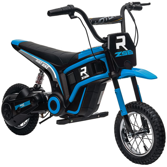 HOMCOM 4V Electric Motorbike with Twist Grip Throttle, Music, Horn, 12" Pneumatic Tyres, 16km/h Max Speed - Blue