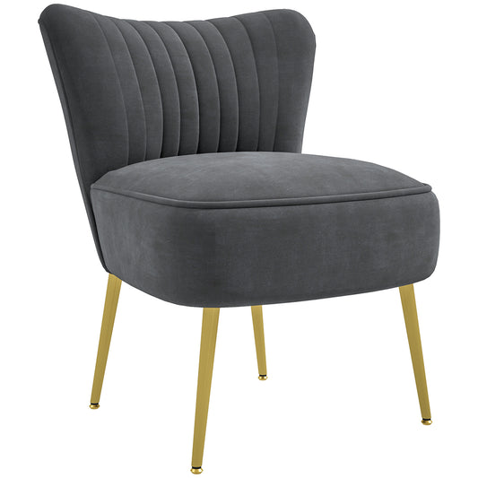 HOMCOM elvet-Feel Tub Accent Chair - Grey