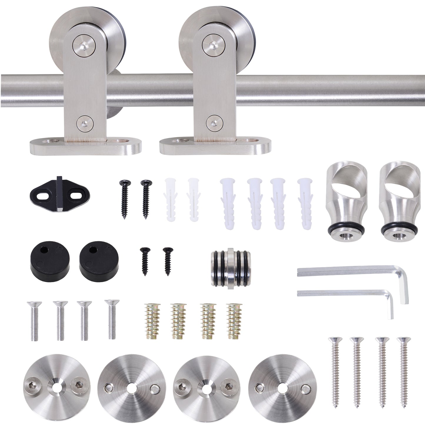 HOMCOM ooden Sliding Door Kit Stainless Steel Smooth Operation Hardware Track Kit System Unit For Single Door 2000mm