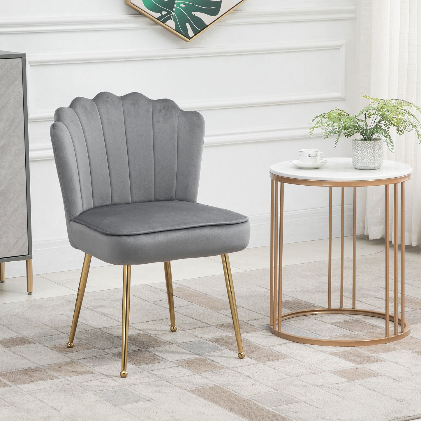 HOMCOM elvet-Feel Shell Accent Chair - Grey