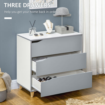 HOMCOM edroom Furniture Set, Wardrobe with Hanging Rail, 3 Drawer Chest of Drawers, Bedside Table with Drawer, Grey and White