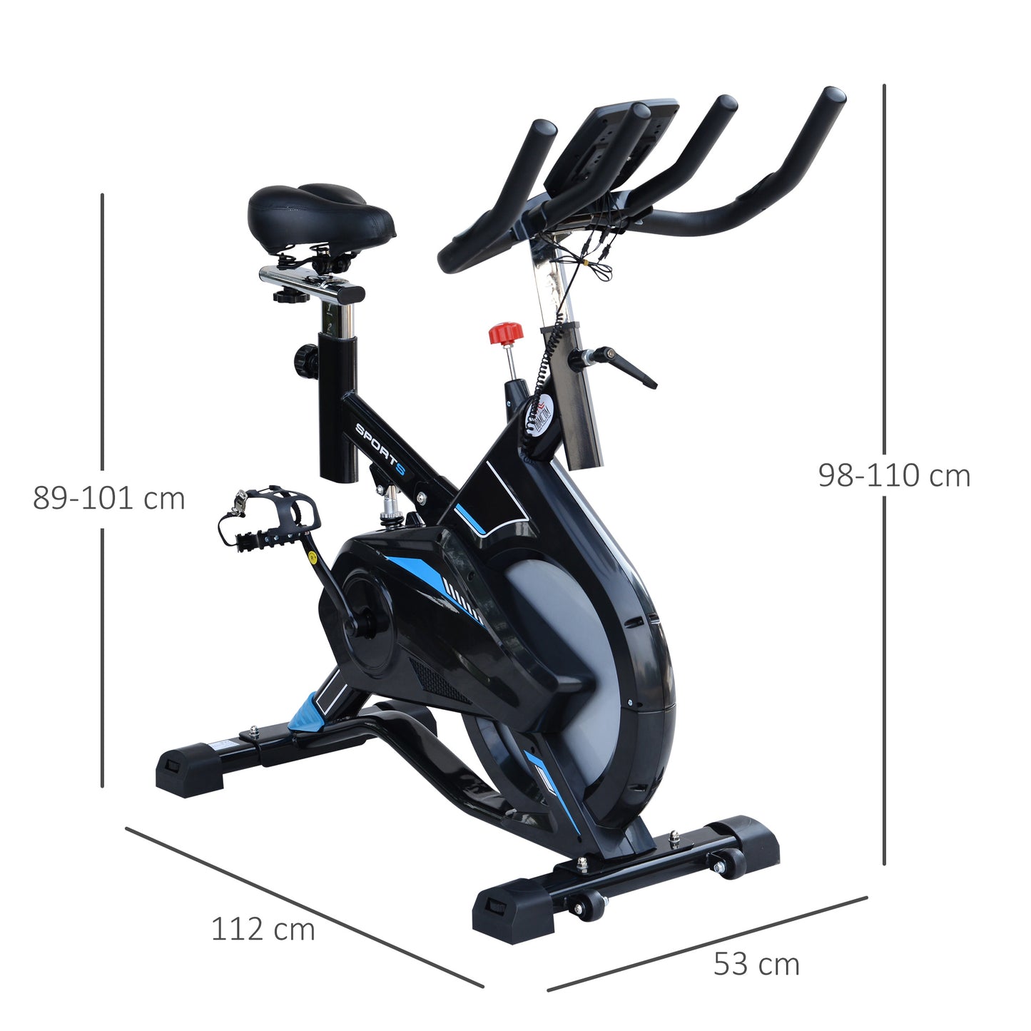 HOMCOM tationary Exercise Bike w/ iPad Holder, LCD Monitor, Comfortable Seat, Indoor Cycling Training Bike, 13KG Flywheel, Home Office, Black