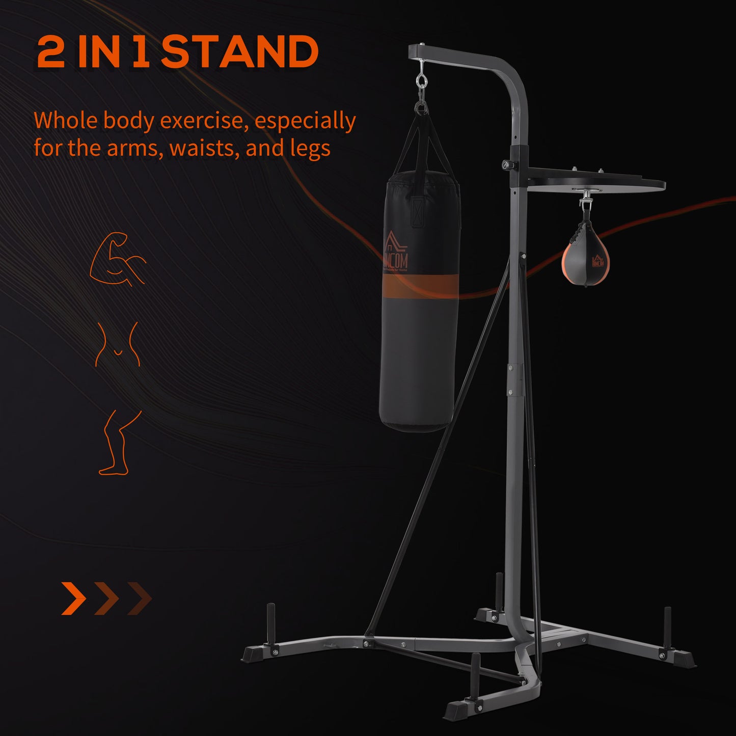 HOMCOM reestanding Boxing Punch Bag & Speed Ball Station Hanging Frame Training Exercise Platform Home Gym Heavy Duty