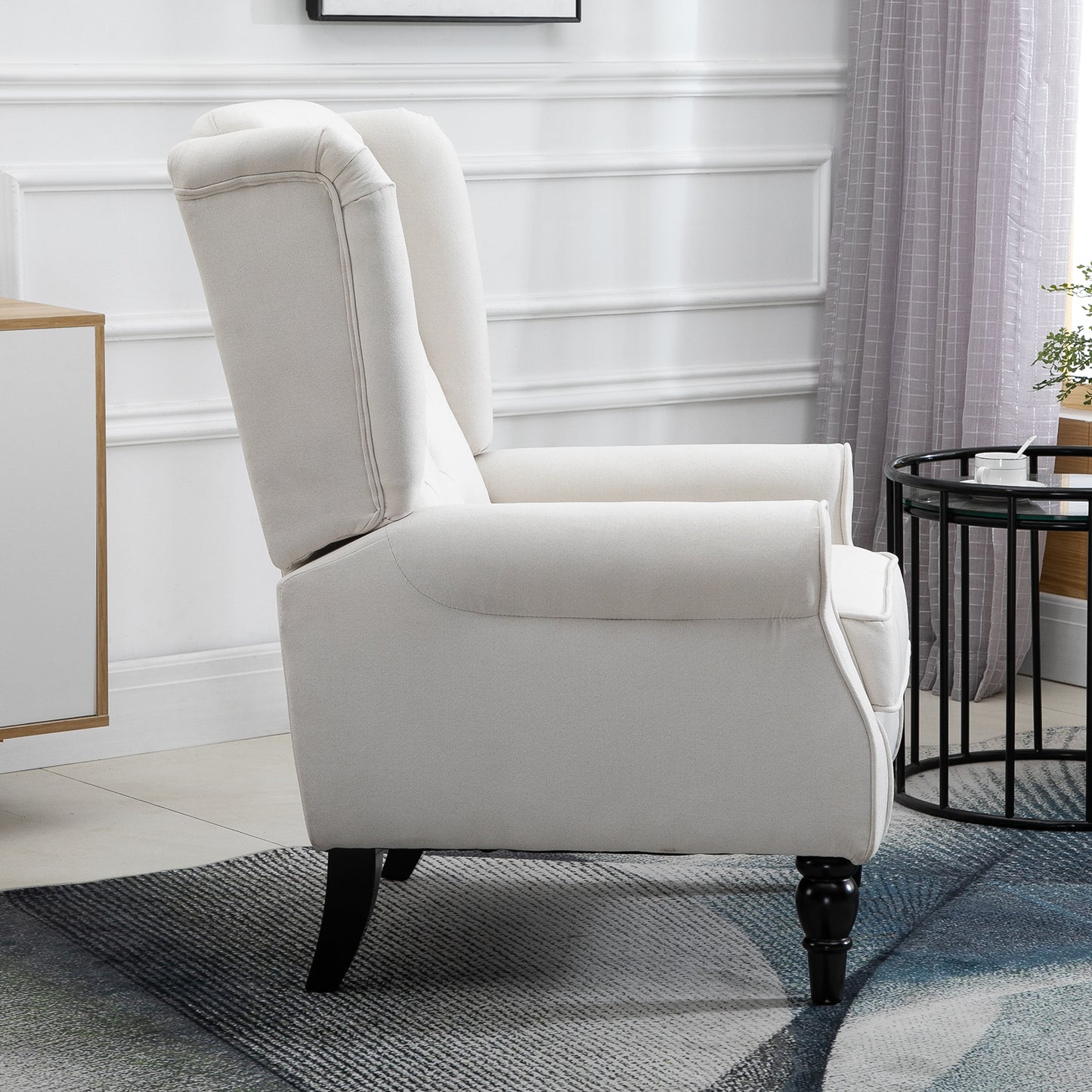 HOMCOM ingback Accent Chair, Retro Upholstered Button Tufted Occasional Chair for Living Room and Bedroom, Cream White