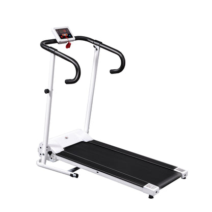 HOMCOM .25HP Motorised Electric Treadmill, 10km/h Folding Running Machine, Gym Fitness Exercise with LCD Monitor, White