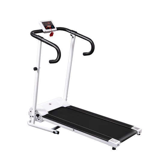 HOMCOM .25HP Motorised Electric Treadmill, 10km/h Folding Running Machine, Gym Fitness Exercise with LCD Monitor, White