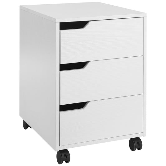 HOMCOM Drawer Mobile File Cabinet, Vertical Filing Cabinet with Wheels for Home Office, White