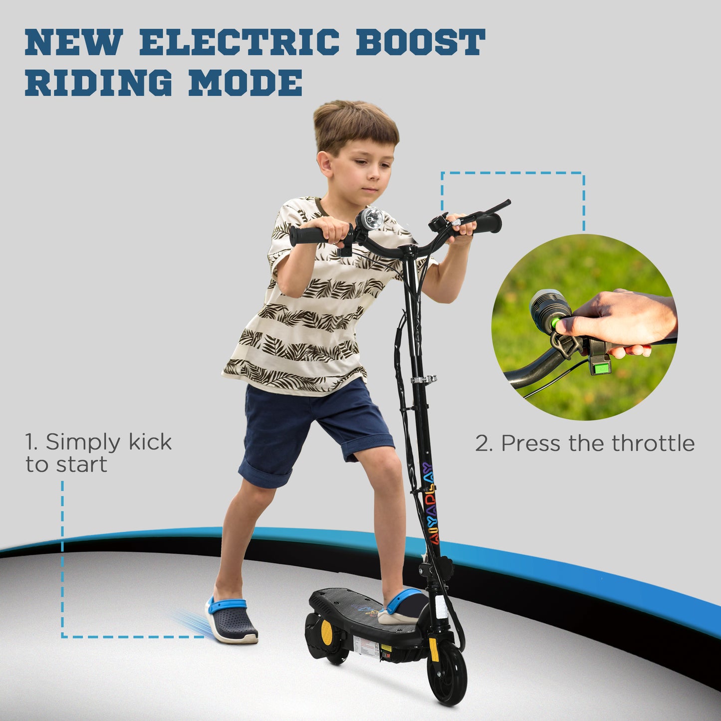 HOMCOM oldable Electric Scooter, with LED Headlight, for Ages 7-14 Years - Black