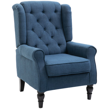 HOMCOM ingback Accent Chair, Retro Upholstered Button Tufted Occasional Chair for Living Room and Bedroom, Blue