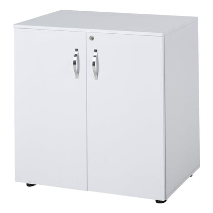 Vinsetto Lockable Office Storage Cabinet 2-Tier Filing Cabinet w/ Feet 2 Keys Melamine Coating Aluminium Handles Home Office Printer Stand White