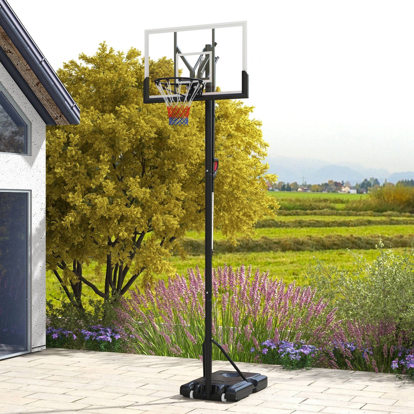 SPORTNOW Six-Level Height Adjustable Freestanding Basketball Hoop and Stand with Wheels, 2.35-3.05m