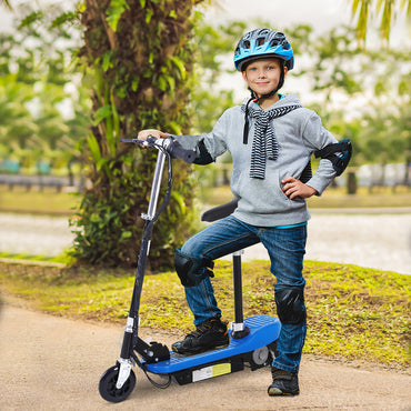 HOMCOM oldable Electric Scooter for Kids 12V 120W W/Brake Kickstand -Blue