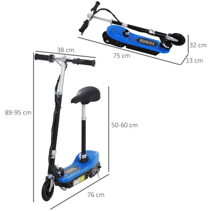 HOMCOM oldable Electric Scooter for Kids 12V 120W W/Brake Kickstand -Blue