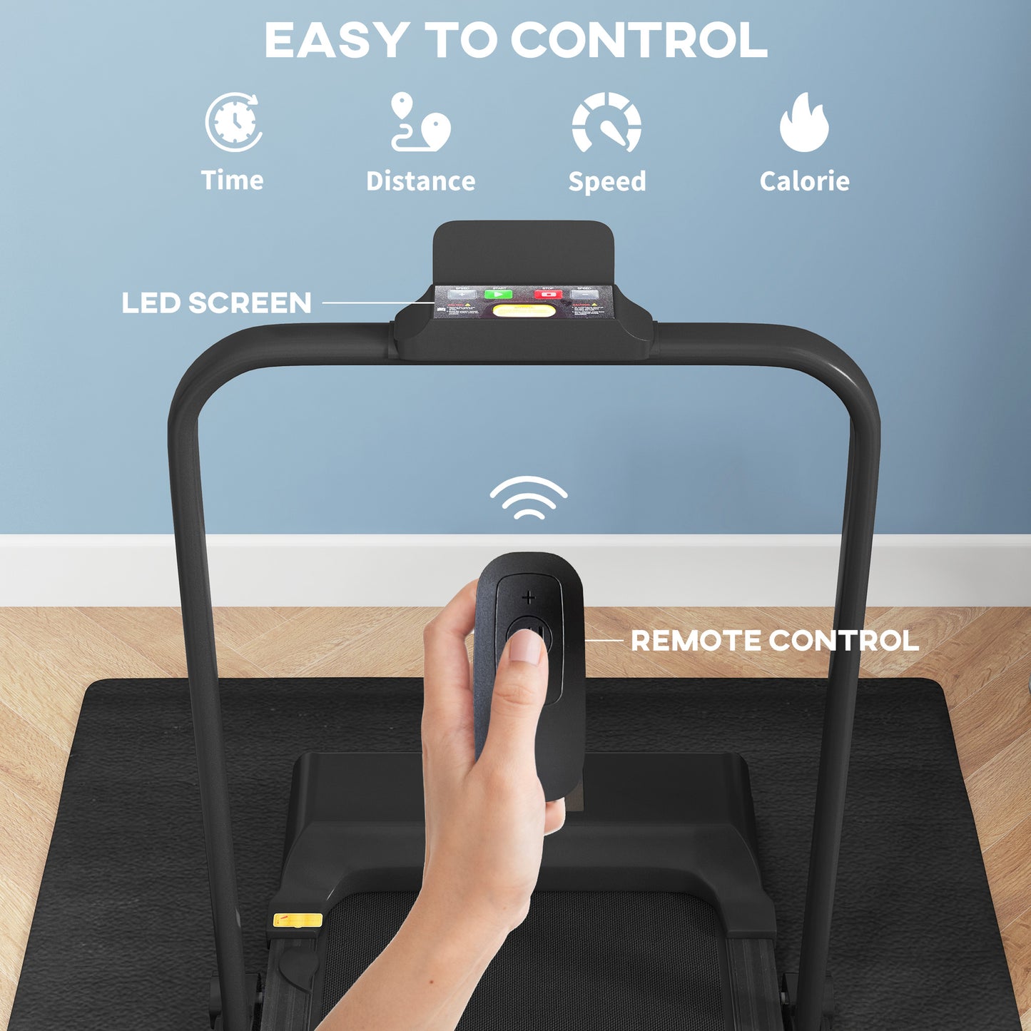 HOMCOM .5HP Walking Pad Treadmill, Folding Under Desk Treadmill Walking Machine, 1-10KM/H, with Remote Control