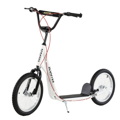 HOMCOM ick Scooters for Kids with Adjustable Height, Anti-Slip Deck, Dual Brakes, Rubber Tyres, for Boys and Girls Aged 5+ Years Old - White