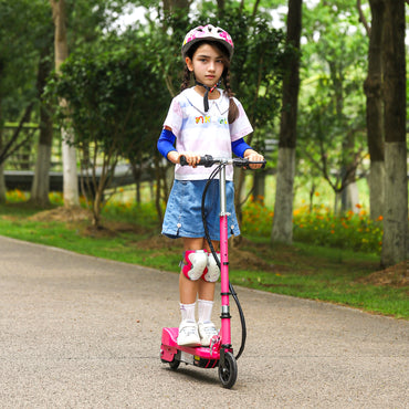 HOMCOM olding Electric Kids Scooter Ride on Age 7-14, Pink