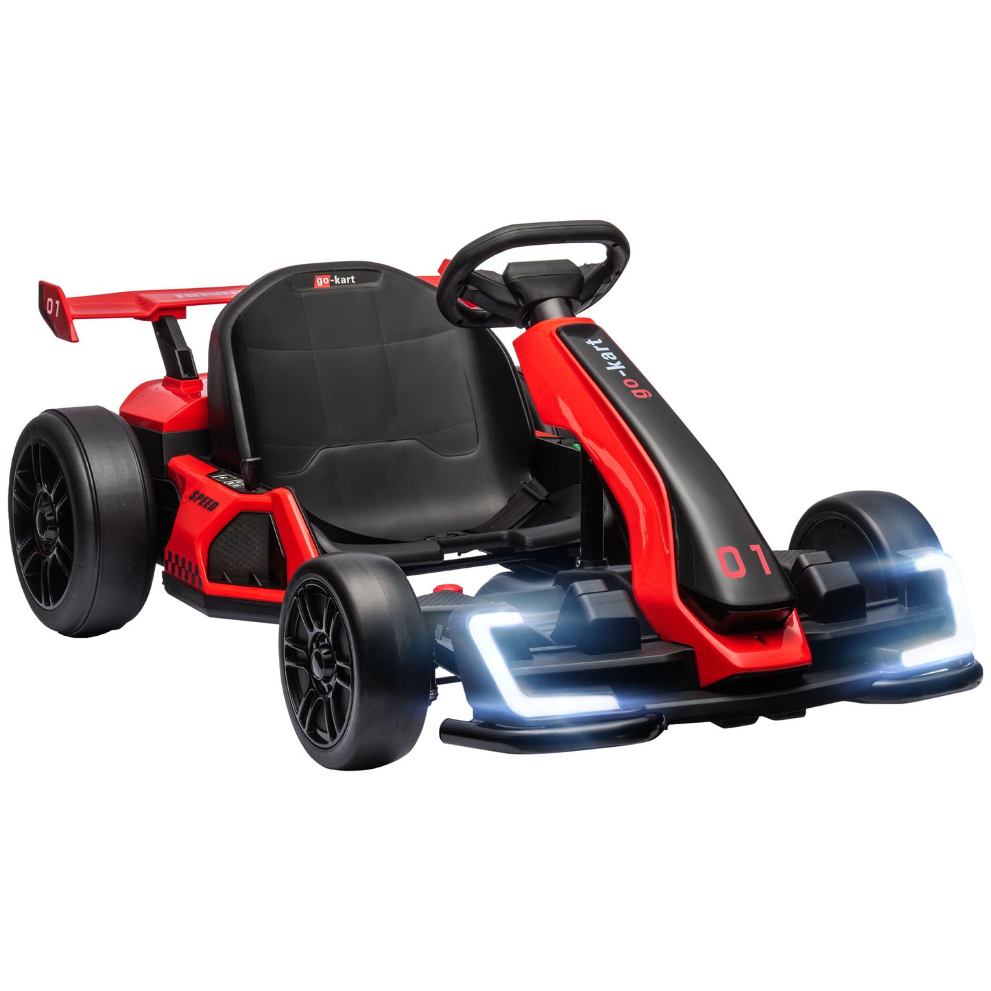 HOMCOM 4V Electric Go Kart for Kids with Adjustable Seat for 6-12 Years, Red