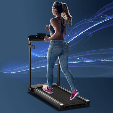 HOMCOM olding Treadmill, 1.85HP Installation-Free Walking Jogging Running Machine, 12KM/H with 12 Pre-Programs and LED Display for Home Gym Office