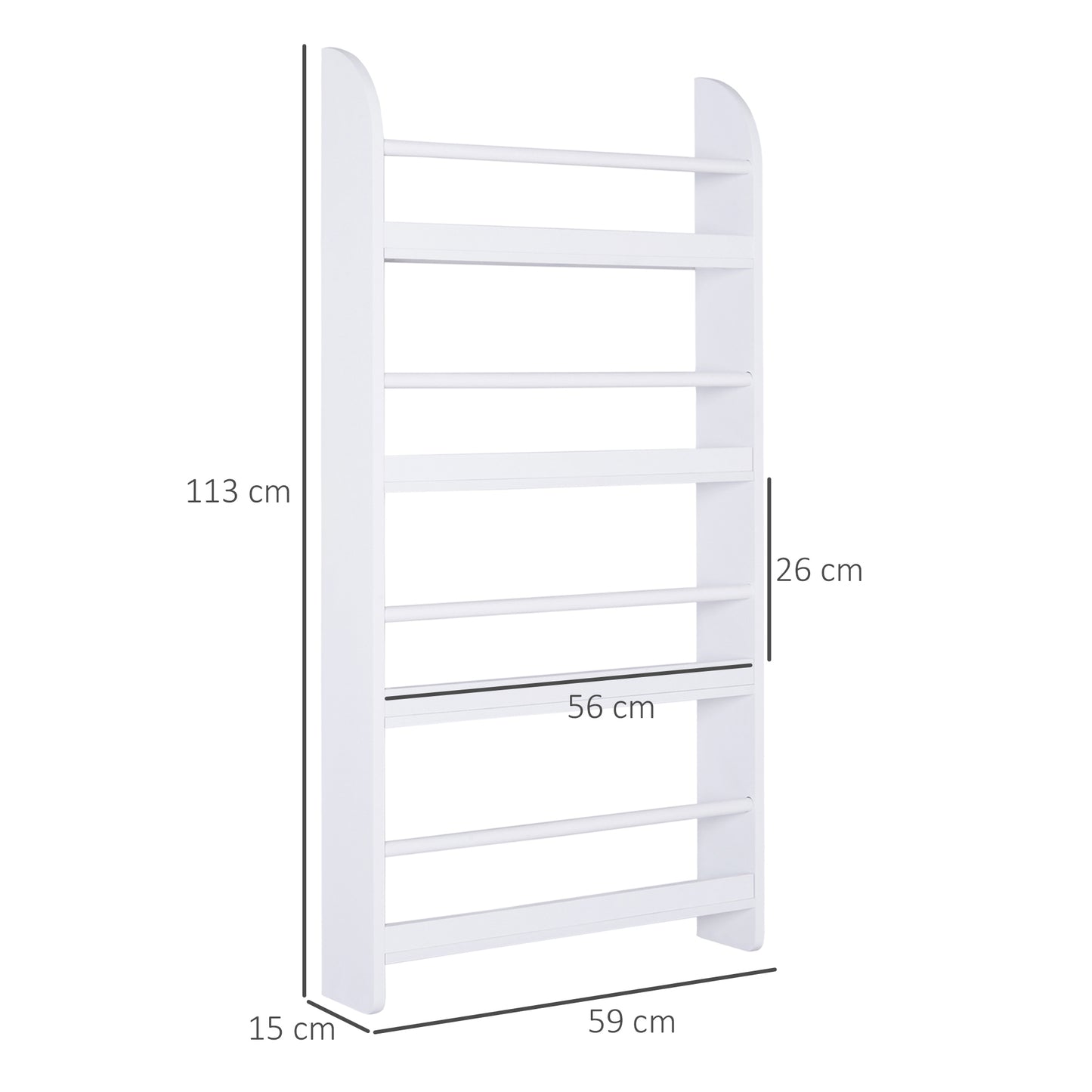 HOMCOM ood Wall/Standing Magazine Holders Book Rack Shelf 4 Tiers Space Saving Design Water Resist Home Office Decoration