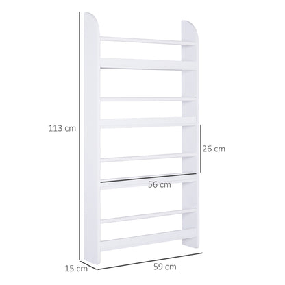 HOMCOM ood Wall/Standing Magazine Holders Book Rack Shelf 4 Tiers Space Saving Design Water Resist Home Office Decoration