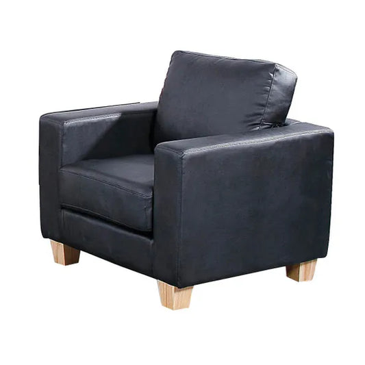 Buxton 1 Seater Armchair in Leather - Black - Nestium