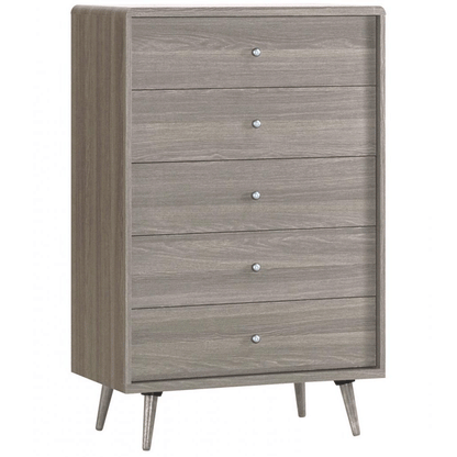 Ashburton Wooden 5-Drawer Chest - Grey Oak Effect - Nestium