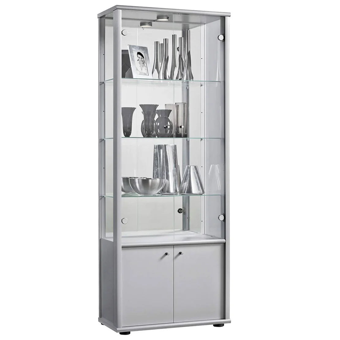 Everleigh 2 Door Display Unit with Base - Silver