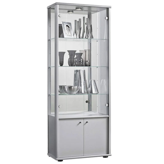 Everleigh 2 Door Display Unit with Base - Silver