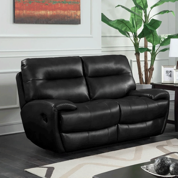 Luxury Black Leather Gel 2 Seater Recliner Sofa - Dorchester Comfort Collection