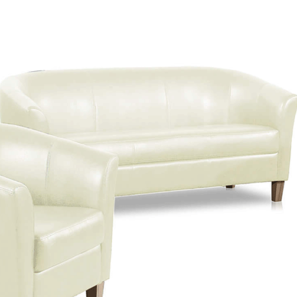 Bexhill 3 Seater Faux Leather Sofa - Cream - Nestium