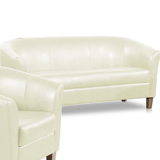 Bexhill 3 Seater Faux Leather Sofa - Cream - Nestium