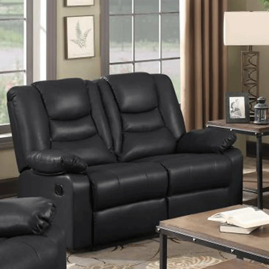 Crowland Black Recliner Sofa - Luxurious Bonded PU 2 Seater for Ultimate Comfort