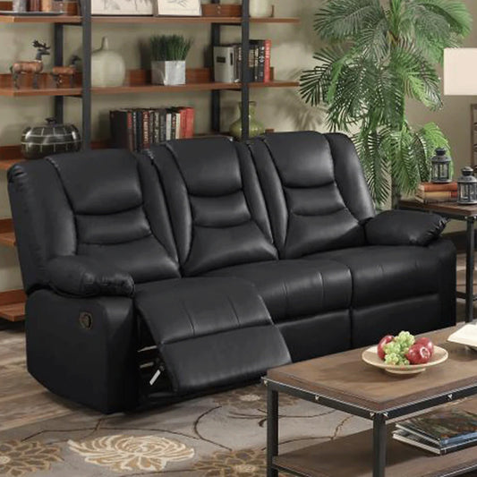 Crowland Luxurious Black Recliner Sofa - 3 Seater Bonded PU for Ultimate Comfort