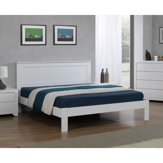 Gelligaer Classic Double Bed in White Solid Wood Frame - Timeless Elegance for Your Bedroom