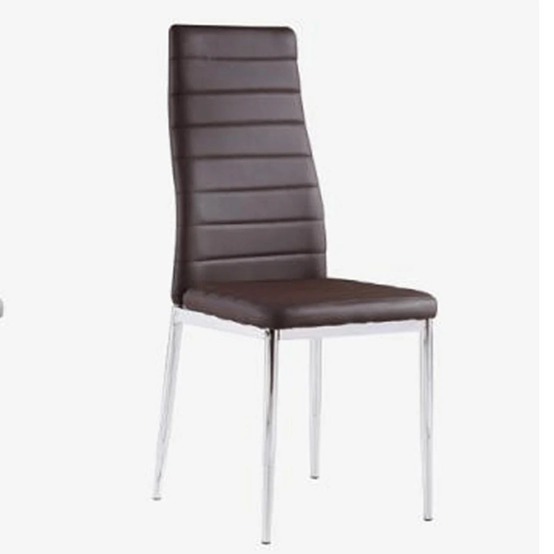 Telluride Elegance Collection Set of 6 Leather Dining Chairs with Chrome Legs - Brown - Nestium