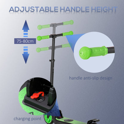 HOMCOM olding Electric Scooter with Brake, for Ages 6+ Years, 8km/h Maximum Speed, Green