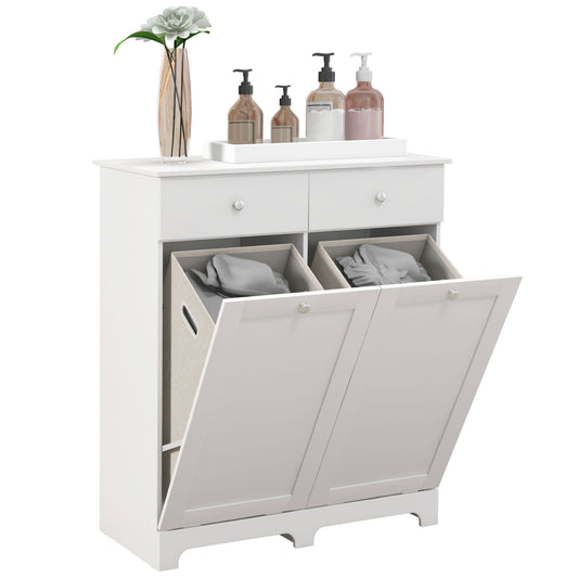 HOMCOM uo Hamper Laundry Storage Cabinet - White